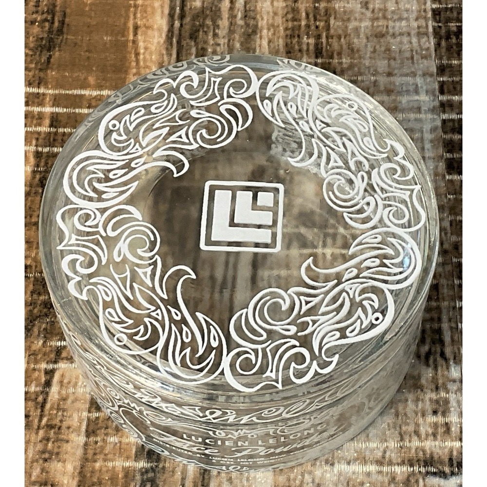Vintage Lucien Lelong Face Powder Glass Jar Decorative Swirl Design 5oz - Picture 3 of 11